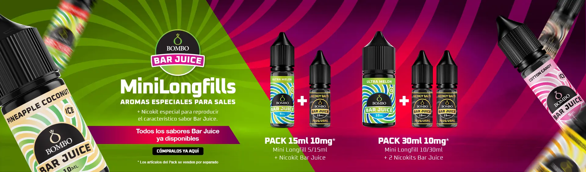bombo eliquids bar juice minilongfills el dispensario banner
