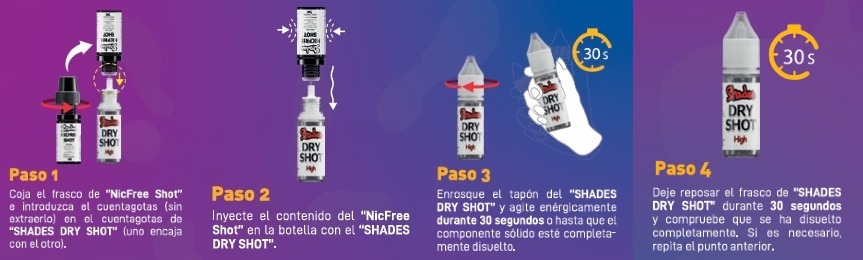 dryshots shades nicfree shot nicotina 4 pasos