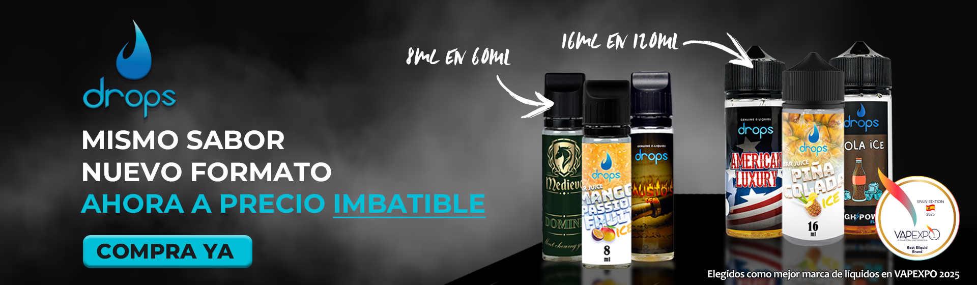 nuevos formatos drops longfill 16ml y 8ml ahora a precio mas barato