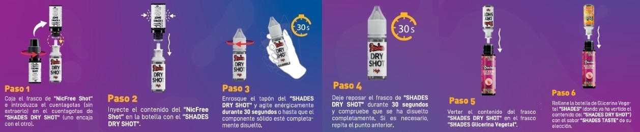 shades e liquid pack 6 pasos