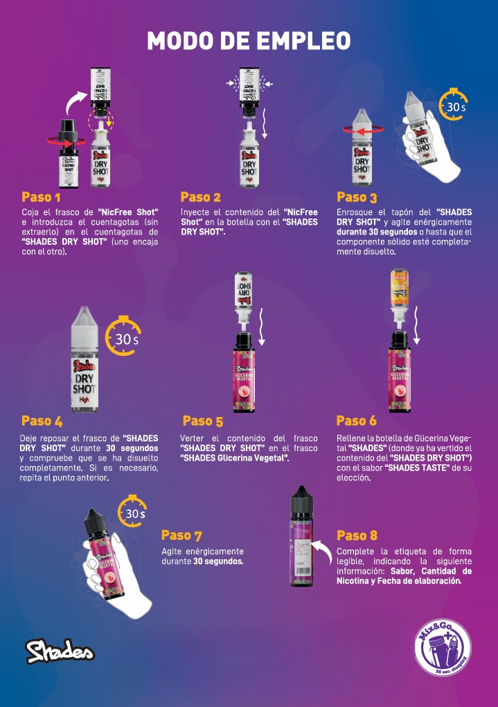 Shades Taste - Cookies & Cream 60 ml 4 shades taste explicacion 1